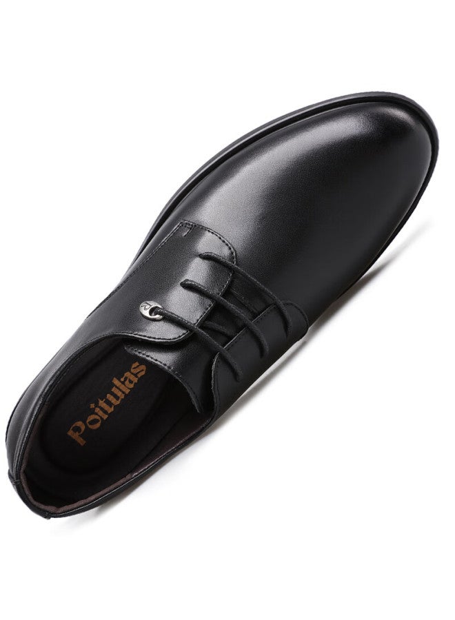 Poitulas Men's British Style Lace-up Business Casual Dress Shoes Lightweight Derby Work Shoes Men 5522 Black 41 - Image 1