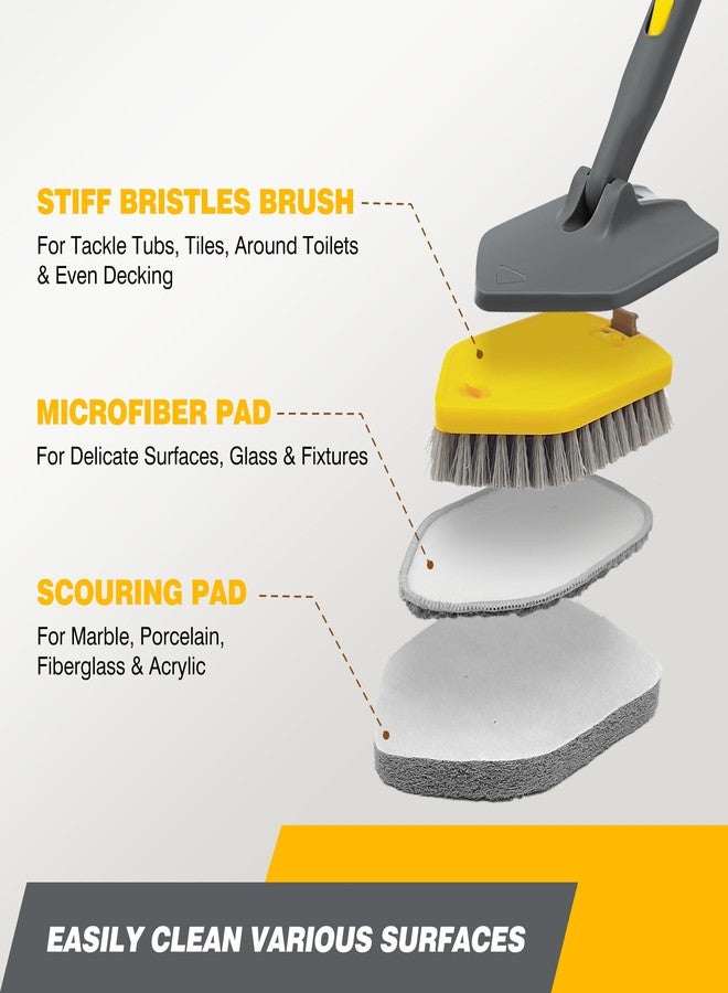 DALIPER Tile Bathtub Scrubber Brush with Long Handle, 3 in 1 Shower Tub Scrub Brush - Image 3