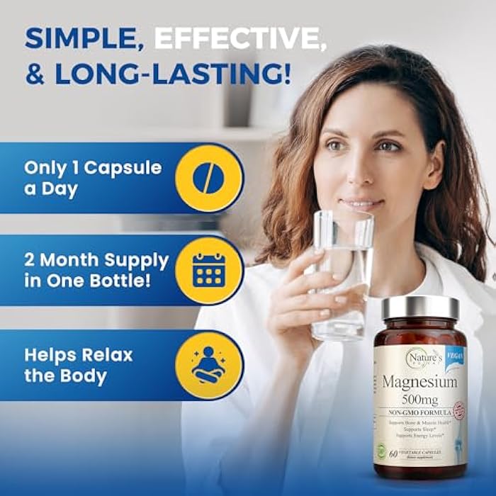 Nature's Potent Magnesium Supplements | Magnesium Citrate & Magnesium Oxide 500mg | Vegan Magnesium Supplement for Women & Men | USA Made Magnesium for Sleep Support - 60 Veggie Capsules - Image 3