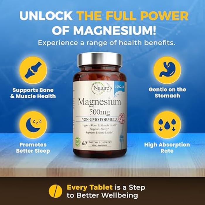 Nature's Potent Magnesium Supplements | Magnesium Citrate & Magnesium Oxide 500mg | Vegan Magnesium Supplement for Women & Men | USA Made Magnesium for Sleep Support - 60 Veggie Capsules - Image 2