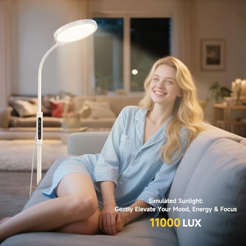 Morfone Happy Light Therapy Lamp 11000 Lux UVFree Floor Sun Light Lamp with Touch Remote Control 5 Color Temperatures 10 Brightness Levels Lights for Living Room Bedroom Office - Image 3