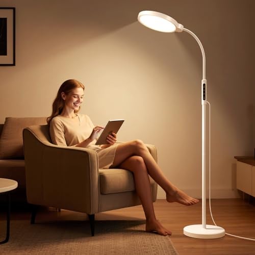 Morfone Happy Light Therapy Lamp 11000 Lux UVFree Floor Sun Light Lamp with Touch Remote Control 5 Color Temperatures 10 Brightness Levels Lights for Living Room Bedroom Office - Image 1
