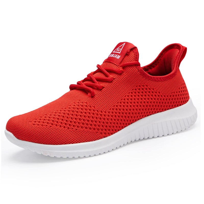 VAMJAM Mens Running Shoes Ultra Lightweight Breathable Walking Shoes Non Slip Athletic Fashion Sneakers Mesh Workout Casual Sports Shoes Red Size 115