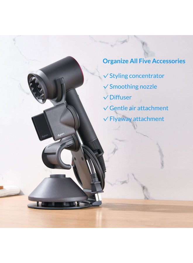 simpletome UPGRADED Hair Dryer Holder for Dyson Supersonic Hairdryer with Cable Organizer, Heavy Alloy Steel Stand, Piano Painting Surface (Advanced Grey 3 Holes) - Image 5