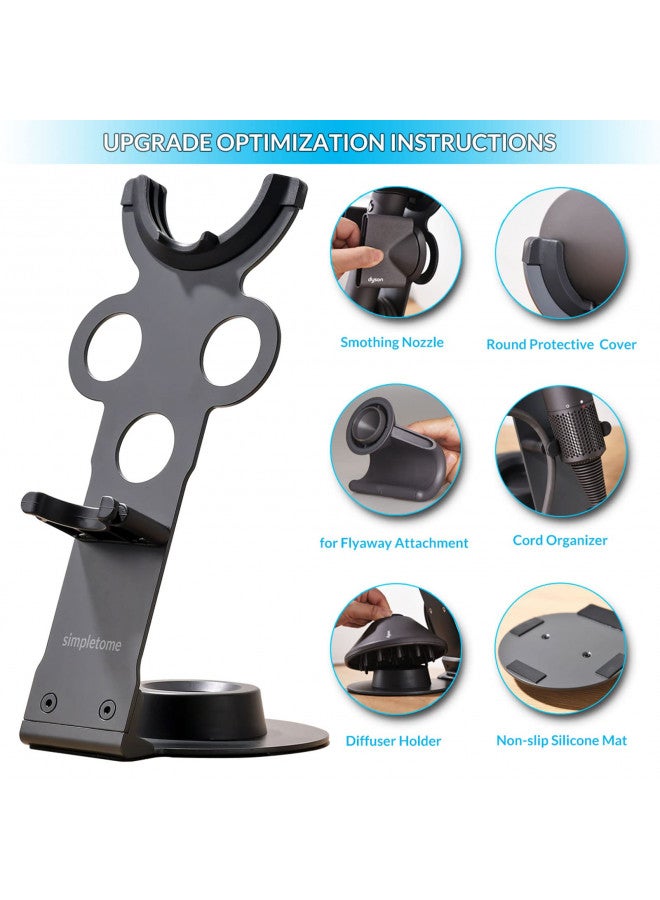 simpletome UPGRADED Hair Dryer Holder for Dyson Supersonic Hairdryer with Cable Organizer, Heavy Alloy Steel Stand, Piano Painting Surface (Advanced Grey 3 Holes) - Image 2