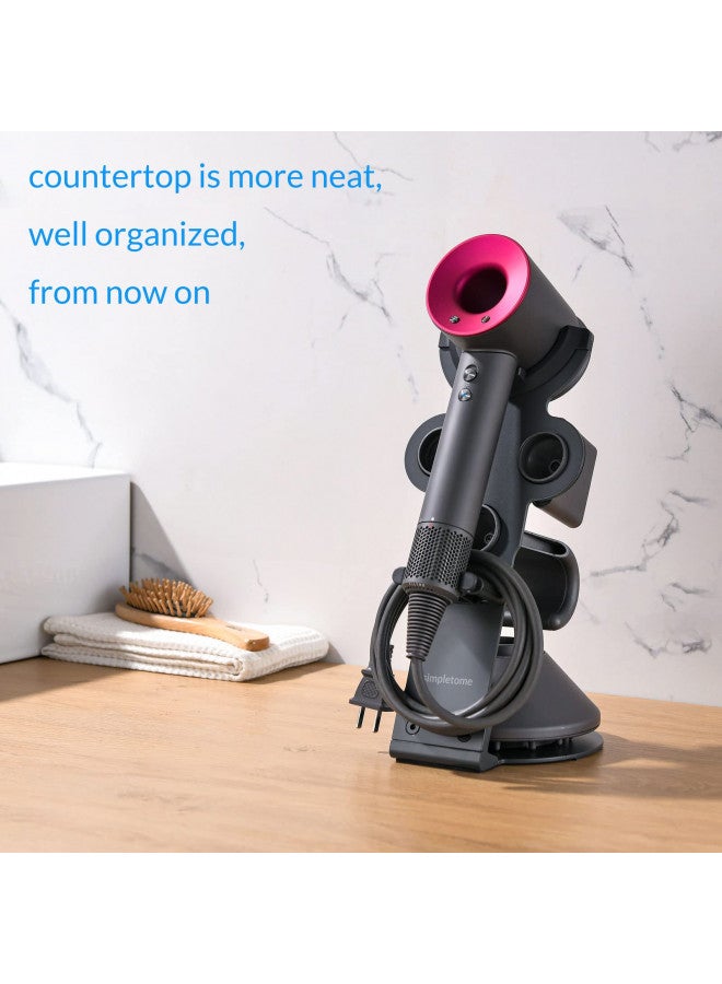 simpletome UPGRADED Hair Dryer Holder for Dyson Supersonic Hairdryer with Cable Organizer, Heavy Alloy Steel Stand, Piano Painting Surface (Advanced Grey 3 Holes) - Image 4