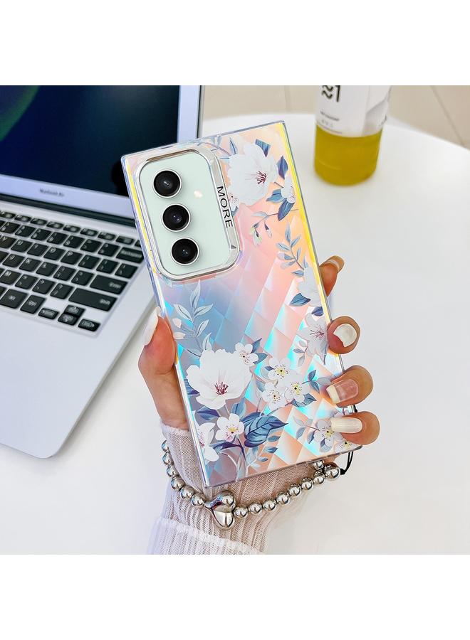 S-TOP Case For Samsung Galaxy S23 FE 5G Electroplating Laser Flower Phone Case with Wrist Strap - Image 1