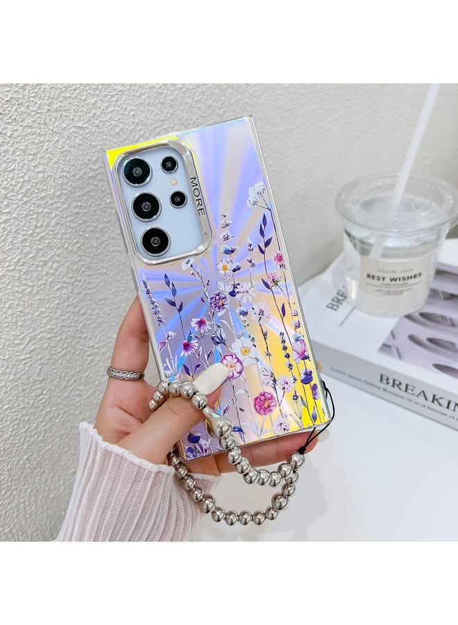 S-TOP Case For Samsung Galaxy S23 FE 5G Electroplating Laser Flower Phone Case with Wrist Strap - Image 4