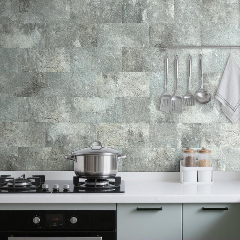 AULIGET 20-Piece Mountain Rock Peel and Stick Backsplash Wall Tiles, 6" x 12" PVC Faux Stone Stick on Tiles for Backsplash Kitchen, Bathroom, Laundry Room, Camper, Fireplace - Image 5