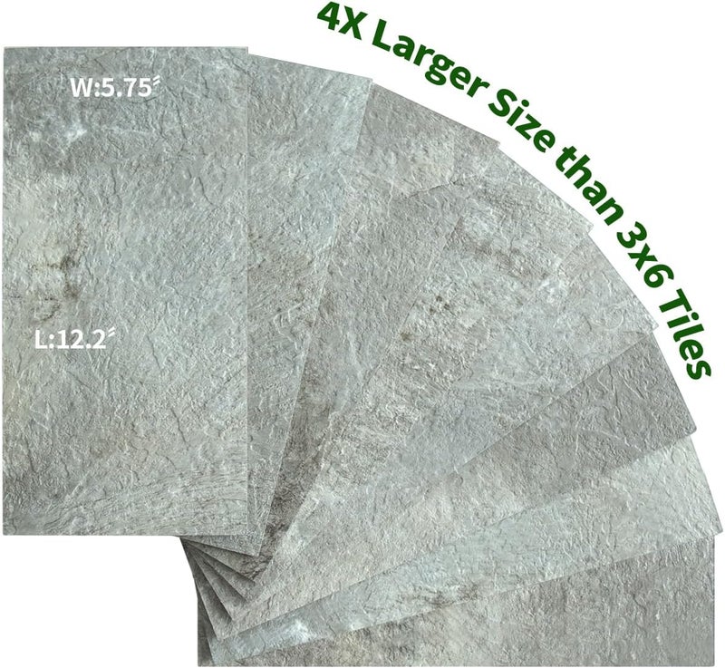 AULIGET 20-Piece Mountain Rock Peel and Stick Backsplash Wall Tiles, 6" x 12" PVC Faux Stone Stick on Tiles for Backsplash Kitchen, Bathroom, Laundry Room, Camper, Fireplace - Image 2
