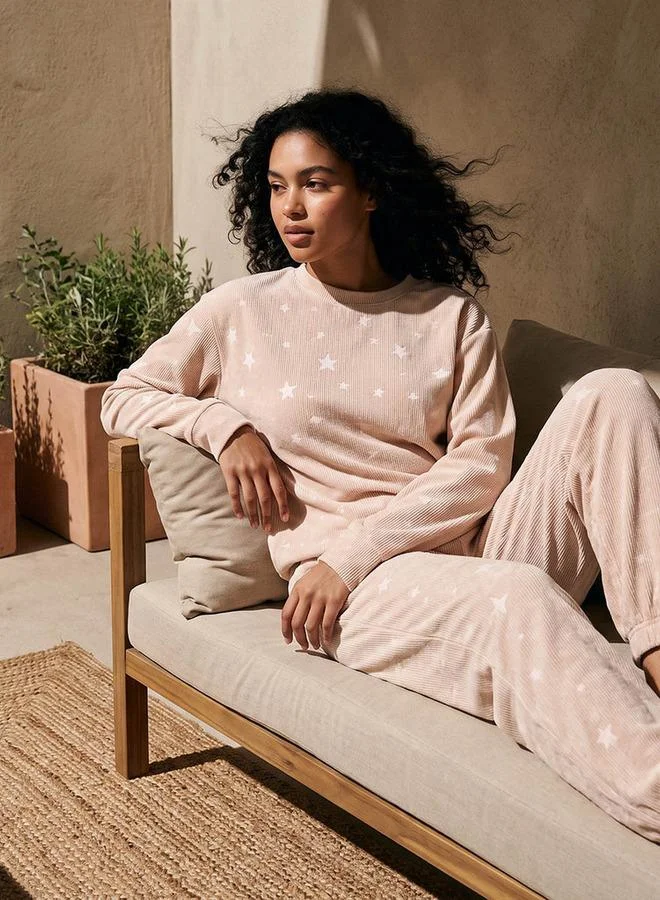 Pyjama Set Jacquard Top & Trousers