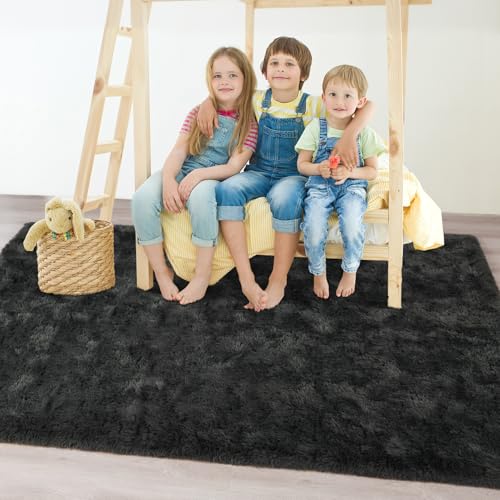 Chicrug Soft Area Rugs for Bedroom Living Room Plush Fluffy Rug 3x5 Feet, Shag Furry Area Rug Carpet Non Shedding for Nursery Children Kids Girls Room Home Decorative, Dark Grey - Image 3