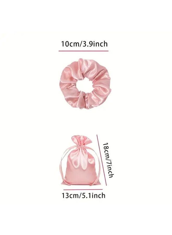2 Pcs Silk Sleep Cap Set for Women Soft Stretchy Hair Bonnet Black and Pink - Image 5
