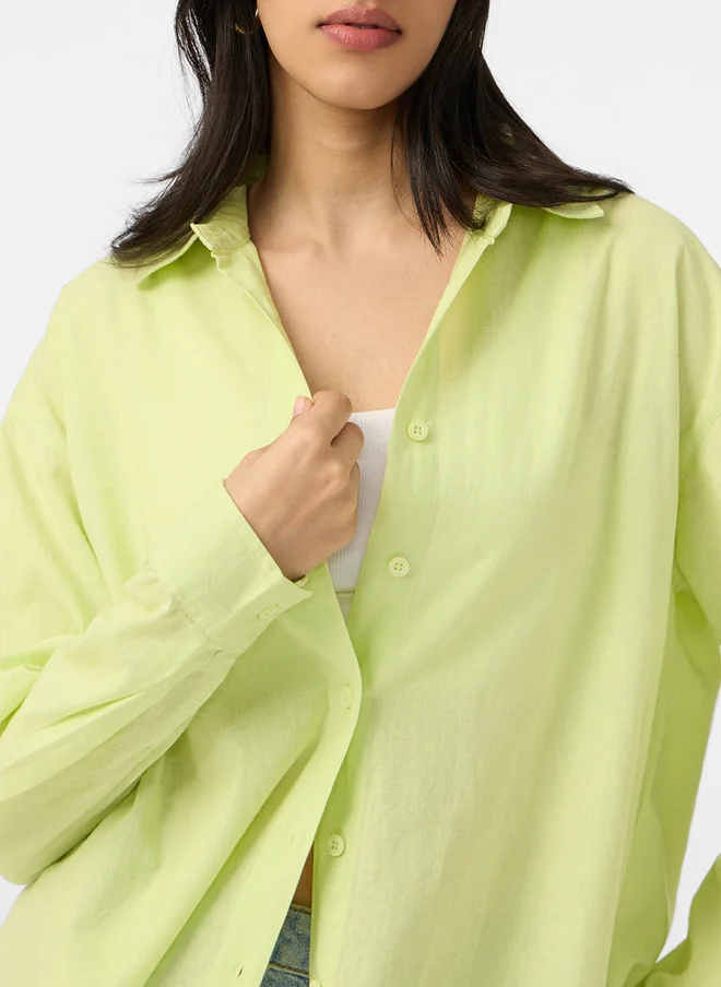 ذا سوليد ستور The Souled Store Women Oversized Solid Lime Green Shirt