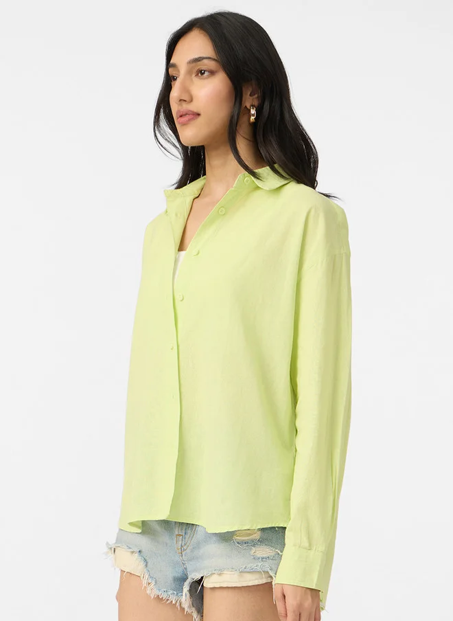 The Souled Store  The Souled Store Women Oversized Solid Lime Green Shirt  | Best Price UAE