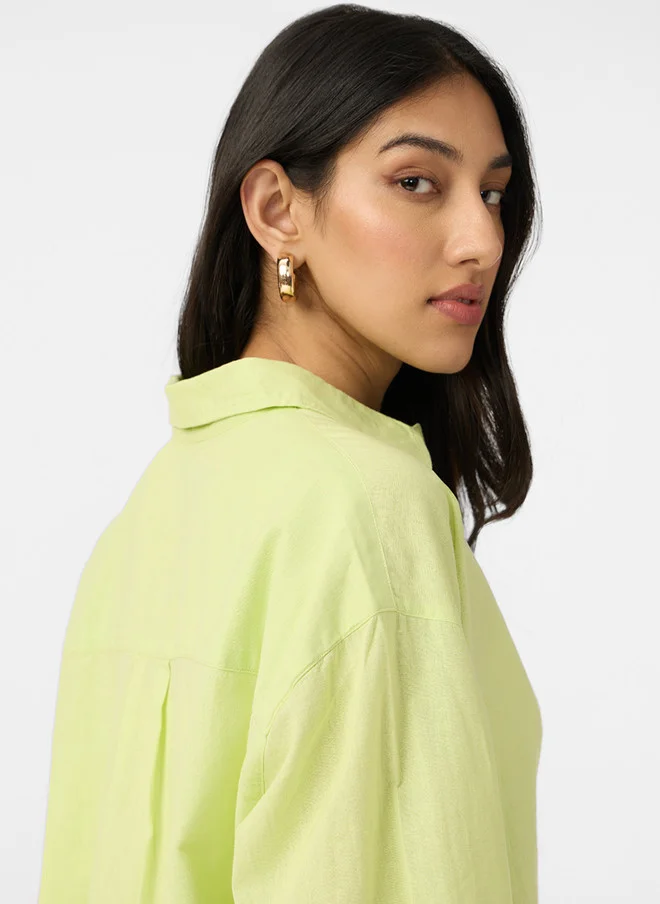 The Souled Store  The Souled Store Women Oversized Solid Lime Green Shirt  | Best Price UAE