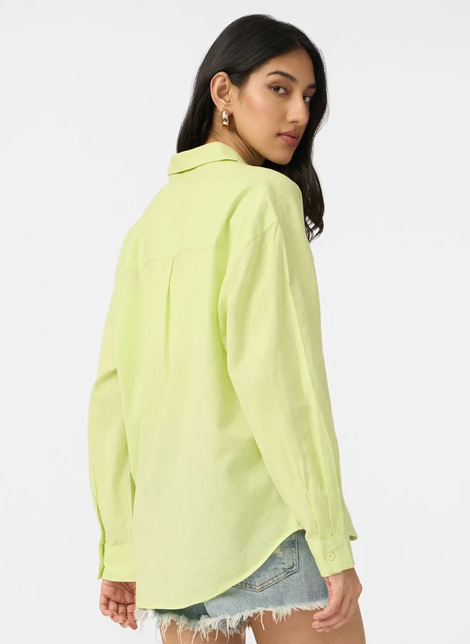 The Souled Store  The Souled Store Women Oversized Solid Lime Green Shirt  | Best Price UAE