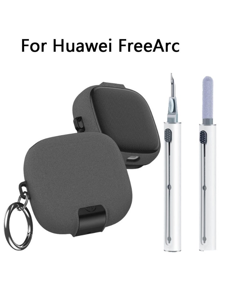 Compatible with Huawei FreeArce Case with Phone Stand,Full Drop Protection Automatic Snap Switch Design with Cleaner Kit -Black - Image 2