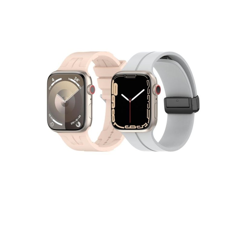 BURAQ 2-Pack Sports Replacement Bands Compatible with Apple Watch 49/46/45/44/42mm – Series Ultra 2/Ultra/9/8/7/SE/6/5/4/3/2/1 – Model #0635 - Image 1