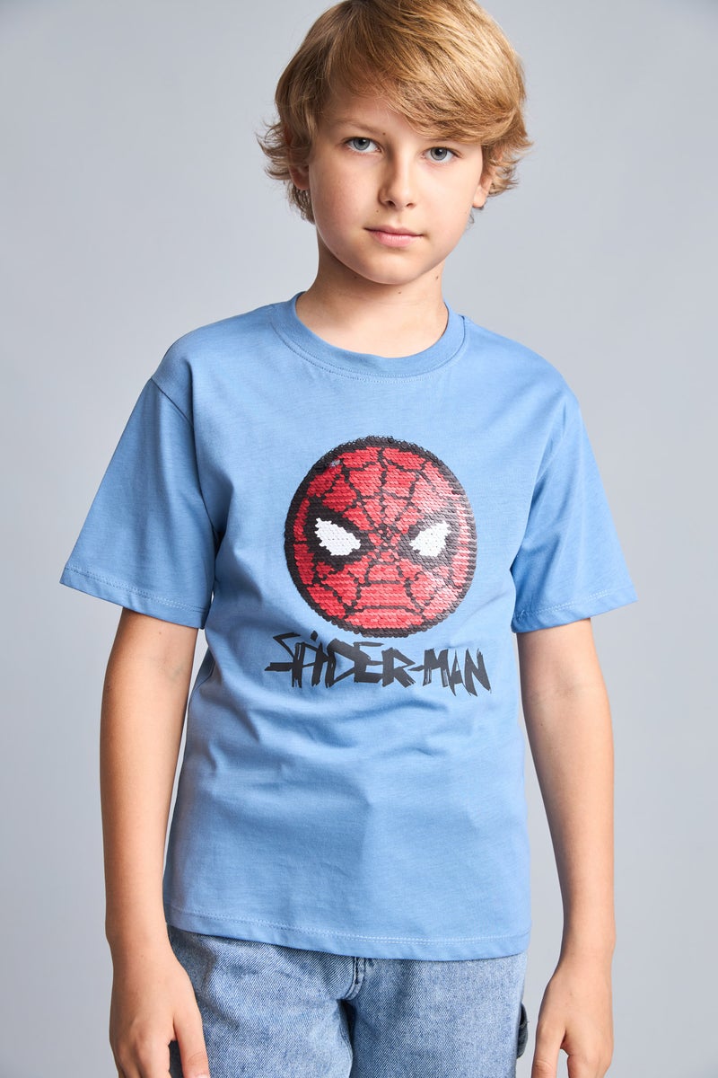 DeFacto Blue Boy Boy Marvel Spiderman New Regular Fit Blue T-Shirt Casual - Image 1