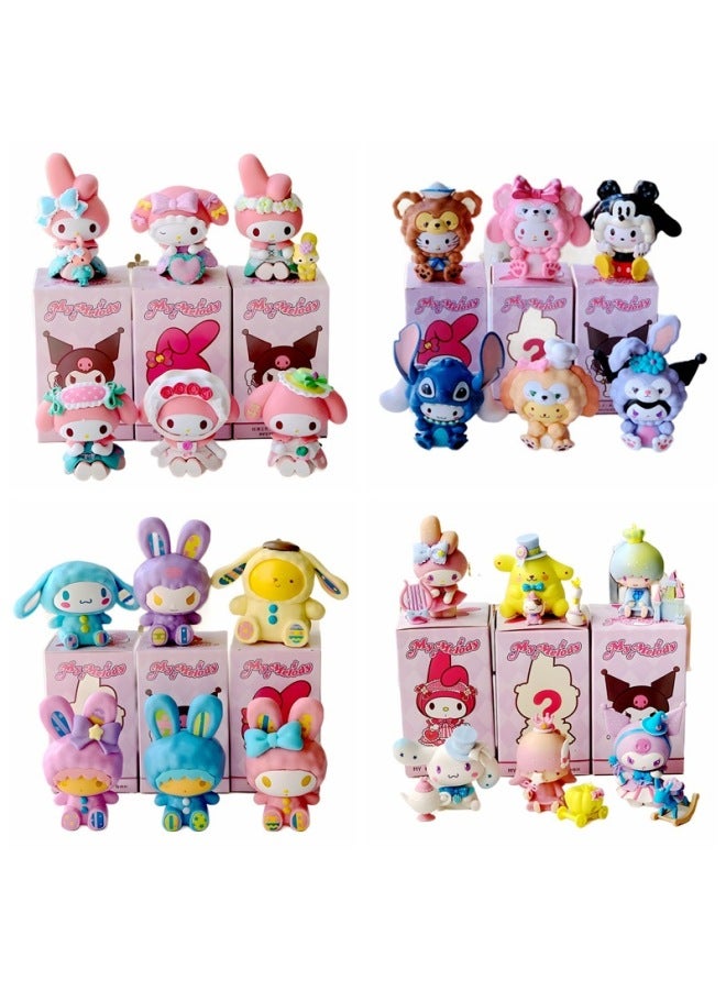 Cute Sanrio Blind Box Toy Kulomi Meruti Cartoon Hand-made Model Desktop Car Decoration Small Ornaments-Color:Sanrio Swimming Ring (one Price, 6 Pieces For The Whole Set)-Specifications:6-10cm  - Image 2