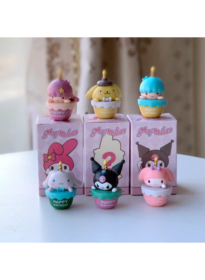 Cute Sanrio Blind Box Toy Kulomi Meruti Cartoon Hand-made Model Desktop Car Decoration Small Ornaments-Color:Sanrio Swimming Ring (one Price, 6 Pieces For The Whole Set)-Specifications:6-10cm  - Image 4