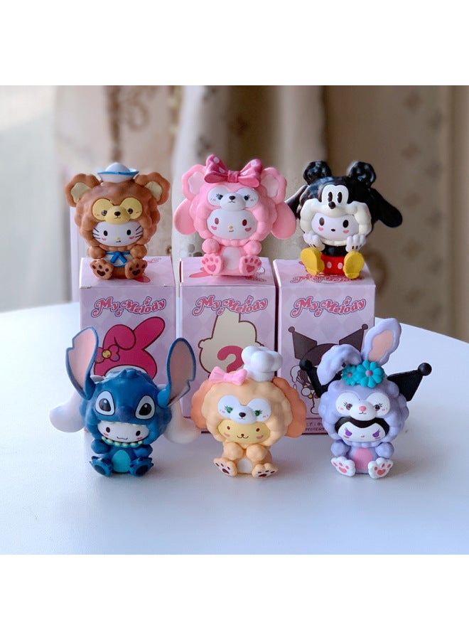 Cute Sanrio Blind Box Toy Kulomi Meruti Cartoon Hand-made Model Desktop Car Decoration Small Ornaments-Color:Sanrio Swimming Ring (one Price, 6 Pieces For The Whole Set)-Specifications:6-10cm  - Image 3