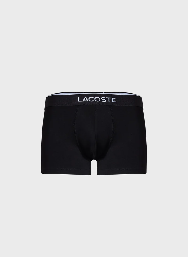 LACOSTE 3-Pack Crocodile Print Stretch Cotton Trunks