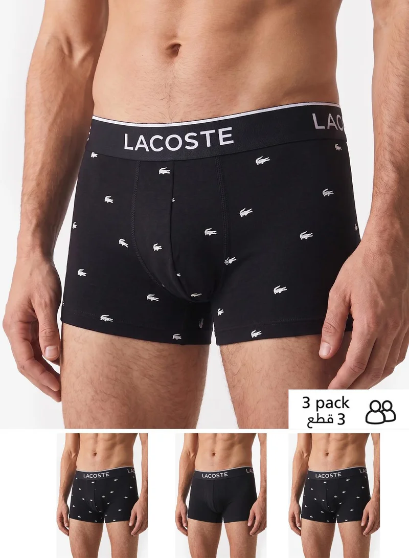 LACOSTE 3-Pack Crocodile Print Stretch Cotton Trunks
