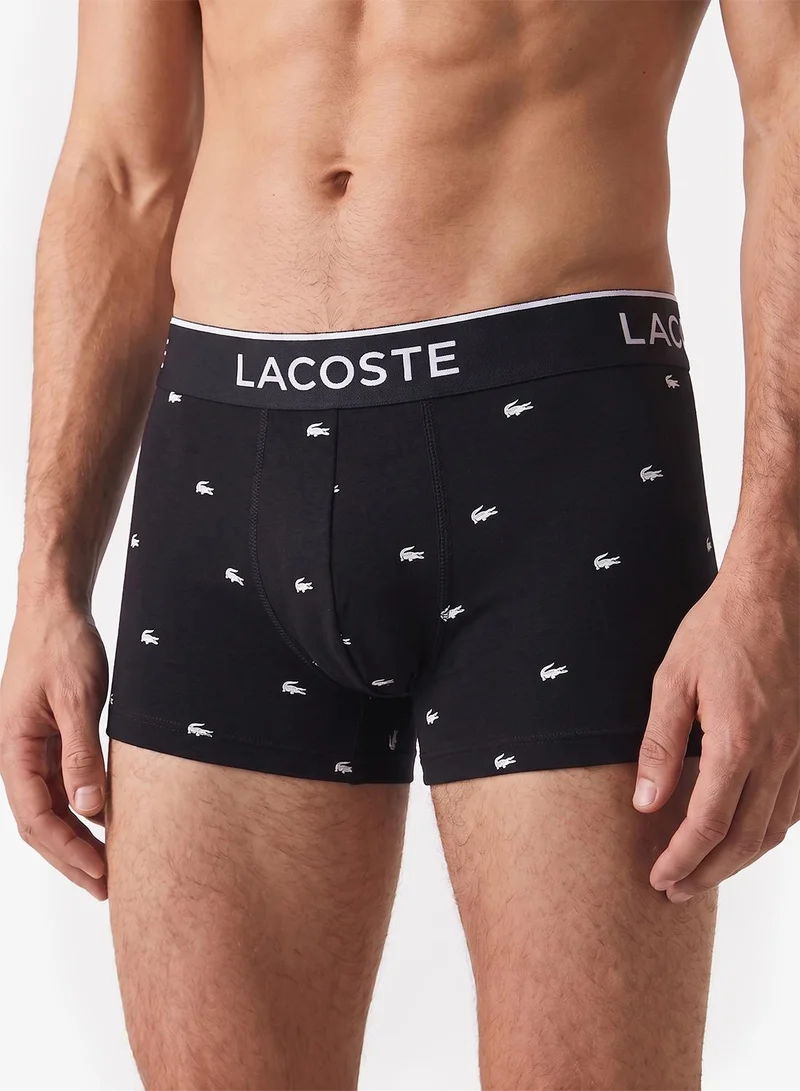 LACOSTE 3-Pack Crocodile Print Stretch Cotton Trunks