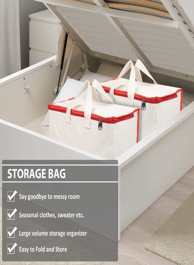 BLACKBOXES Canvas Reinforced Cotton Handles with Multipurpose Clothes Storage Organizer For Grocery vegetable shopping and Covers Zip Bags (Pack of 4) - Image 4