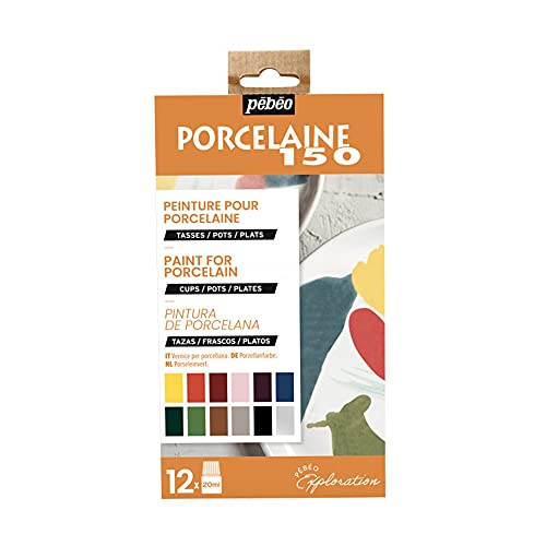 Pebeo Porcelaine 150 China Paint Exploration Set # 2- Set of 6 (Colors may vary), DIY Arts & Crafts Supplies, Heat-Resistant Finish, Microwave & Dishwasher Safe Formula, 20 ml Bottles (757472), 0.6 Fl Oz (Pack of 12) - Image 1