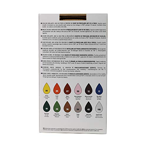 Pebeo Porcelaine 150 China Paint Exploration Set # 2- Set of 6 (Colors may vary), DIY Arts & Crafts Supplies, Heat-Resistant Finish, Microwave & Dishwasher Safe Formula, 20 ml Bottles (757472), 0.6 Fl Oz (Pack of 12) - Image 4