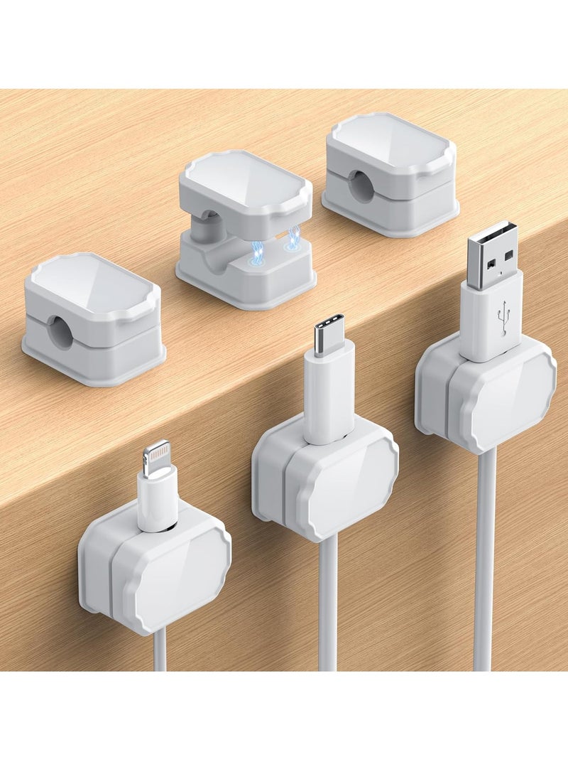 VIUAUAX 6 Pack Magnetic Cable Clips [Cable Smooth Adjustable] Cord Holder, Under Desk Cable Management, Adhesive Wire Holder Keeper Organizer for Home Office Desk Phone Car Wall Desktop Nightstand  - Image 1