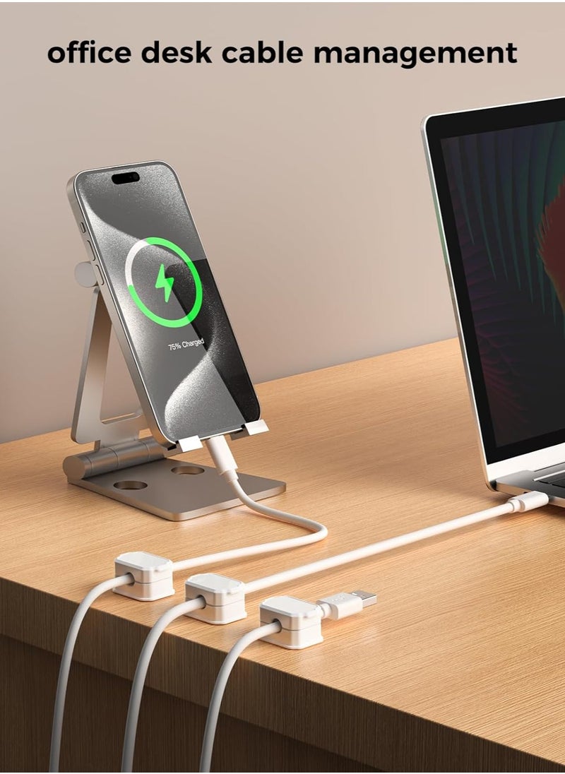 VIUAUAX 6 Pack Magnetic Cable Clips [Cable Smooth Adjustable] Cord Holder, Under Desk Cable Management, Adhesive Wire Holder Keeper Organizer for Home Office Desk Phone Car Wall Desktop Nightstand  - Image 2