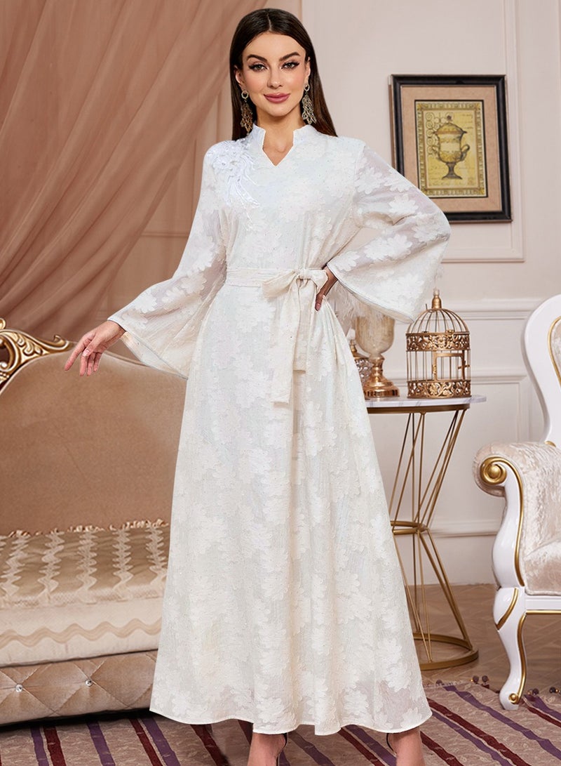 مدام يونيك تطريز جلابية شيفون عباية فساتين نسائية دبي سعدوي مسلمين ملابس العيد  - Image 5