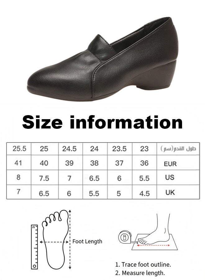 women's shoes loafer shoes for work leather Comfort Walking Shoes （black） - Image 4