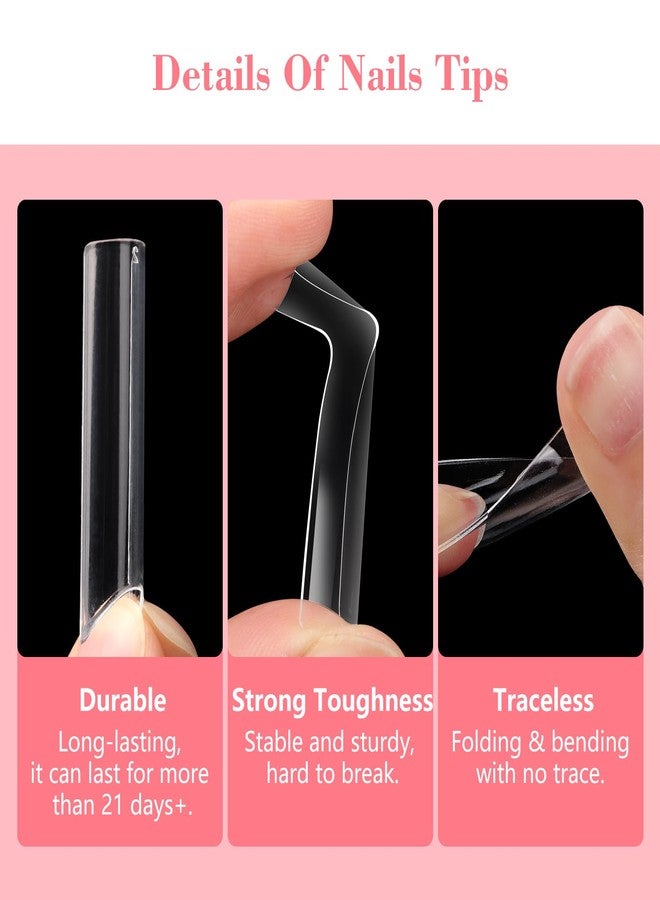 Deciniee Clear Square 240PCS XXL Extra Long C Curve False Nail Tips for Acrylic Nails Professional, Half Cover Straight Nail Tips, Artificial Nails Extension Fake Nail Tips 12 Sizes - Image 3