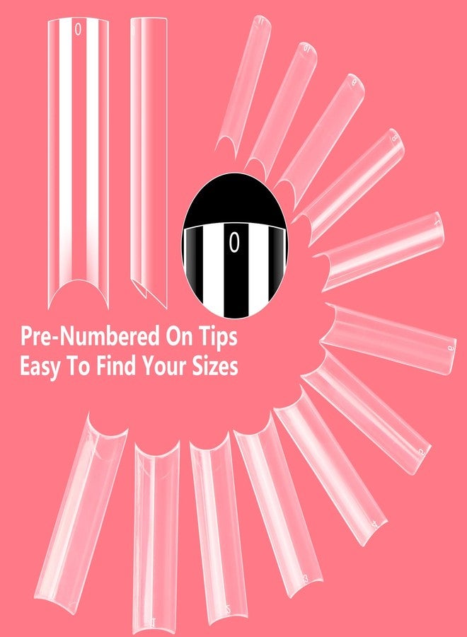 Deciniee Clear Square 240PCS XXL Extra Long C Curve False Nail Tips for Acrylic Nails Professional, Half Cover Straight Nail Tips, Artificial Nails Extension Fake Nail Tips 12 Sizes - Image 4