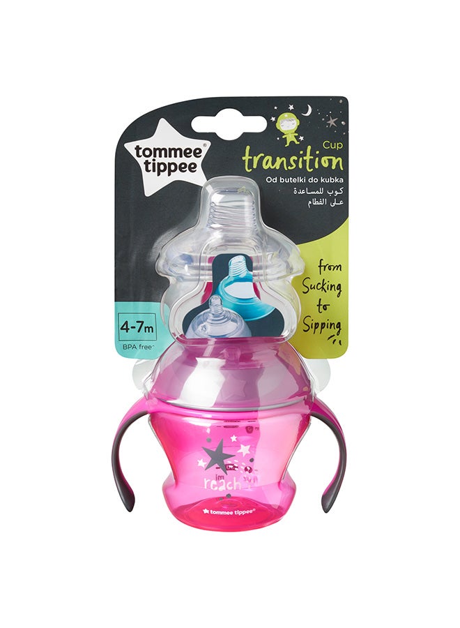 tommee tippee Transition Sippy Cup - From Sucking To Sipping, BPA Free- 150 Ml- Pink/Clear - Image 2