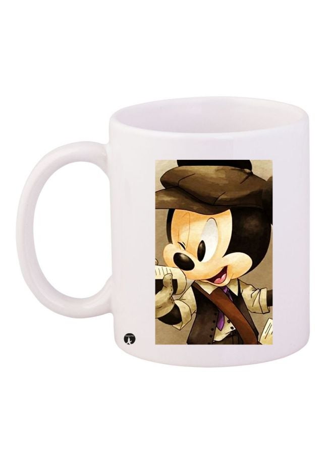 RYN Mickey Mouse Printed Coffee Mug White/Brown/Beige 11ounce 