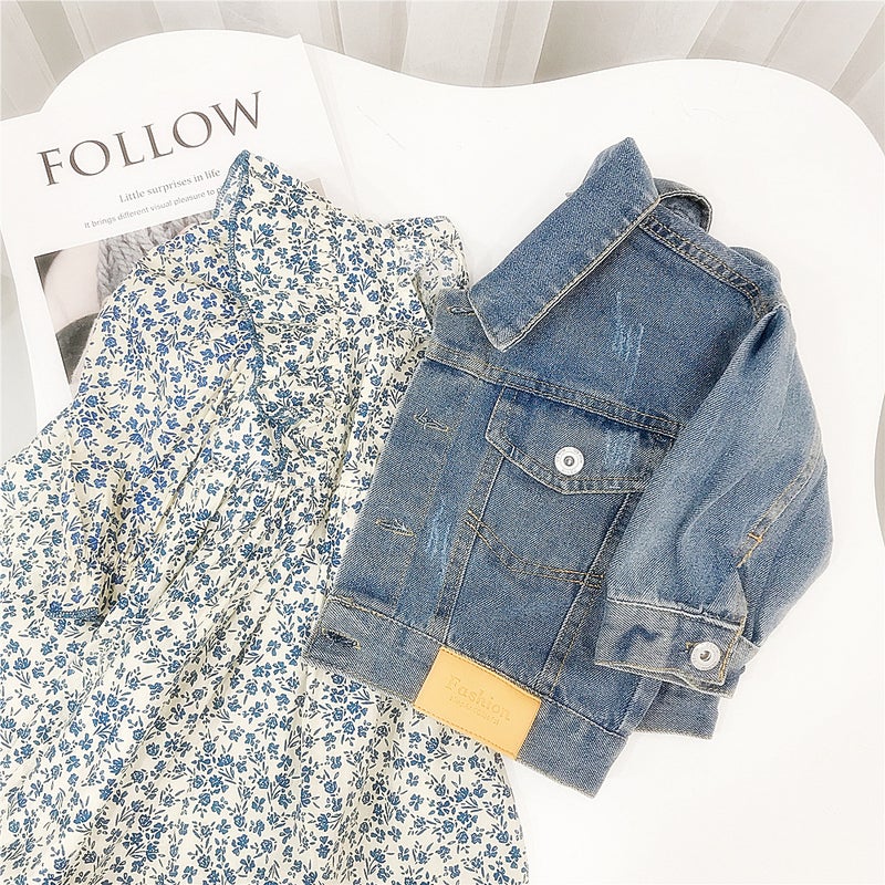 Mu Mu Family Girls' Denim Jacket Children's 24 New Spring Dress Children's Casual Jacket Baby's Western Style Korean Style Top - Image 2