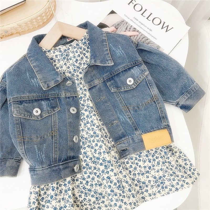 Mu Mu Family Girls' Denim Jacket Children's 24 New Spring Dress Children's Casual Jacket Baby's Western Style Korean Style Top - Image 3