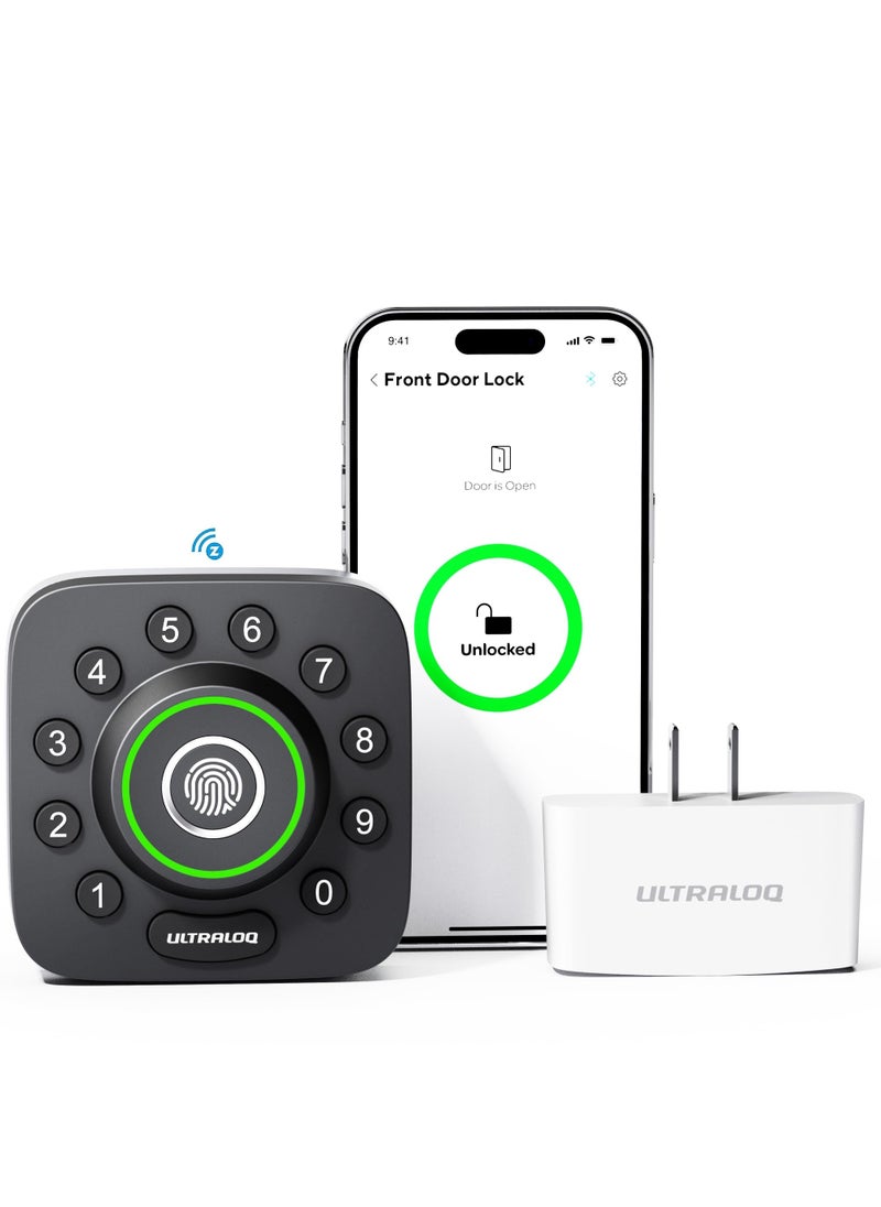 ULTRALOQ ULTRALOQ World's First Z-Wave Smart Lock with Fingerprint ID, Z-Wave Door Lock, Works with Z-Wave Plus, Home Assistant, Compatible with SmartThings, Hubitat etc, WiFi Bridge Included, U-BOLT-PRO-ZWAVE  - Image 1