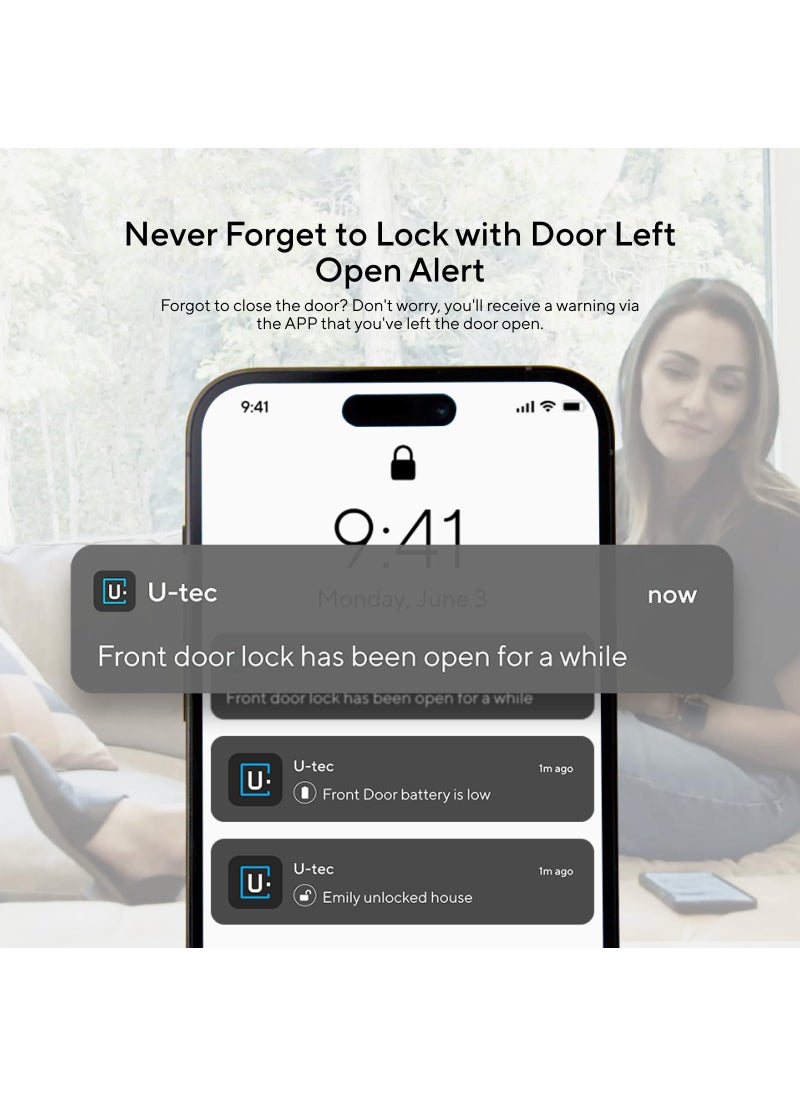 ULTRALOQ ULTRALOQ World's First Z-Wave Smart Lock with Fingerprint ID, Z-Wave Door Lock, Works with Z-Wave Plus, Home Assistant, Compatible with SmartThings, Hubitat etc, WiFi Bridge Included, U-BOLT-PRO-ZWAVE  - Image 5