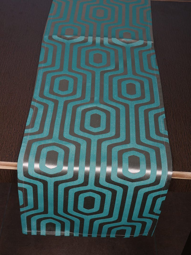 Home - The Best is for You Cotton Table Runner with Woven Damask Design Green, 13X60 Inch - Pack of 1 - Image 2