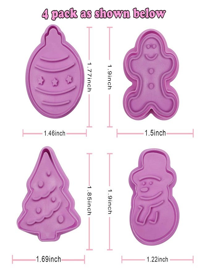 PARTYWIND Mini 3D Christmas Cookie Cutters Set, Christmas Holiday Fondant Biscuit Pastry Cookie Cutter Stamp, Xmas Spring-loaded Handle Cutter Shape with Santa, Christmas Tree, Bell, Gingerbread Man (4 PCS) - Image 2