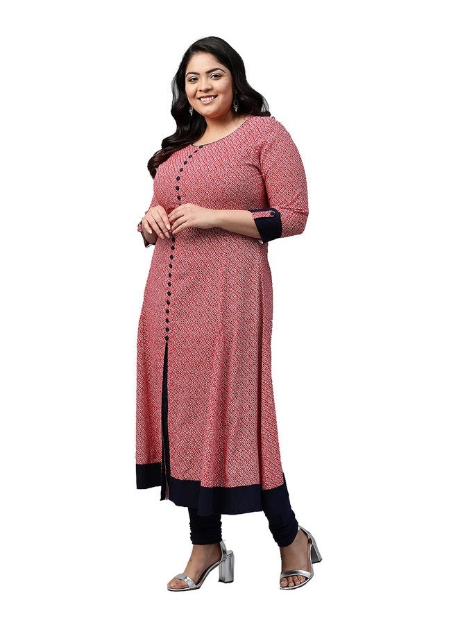 Yash Gallery - Yash Gallery Women's Plus Size Rayon Printed Anarkali Kurta for Women (108YK148PINKRAY_Pink_8XL) - Image 1
