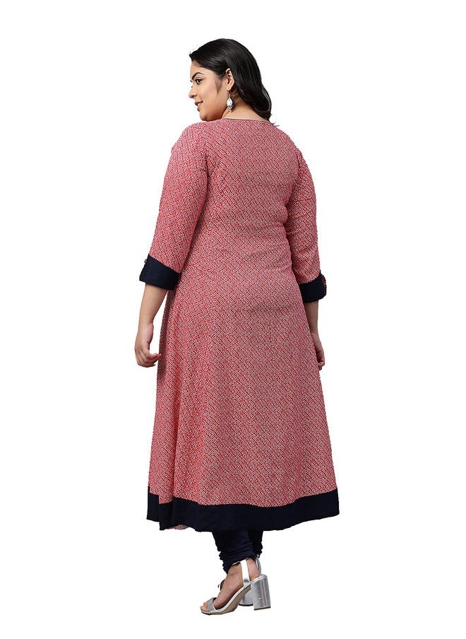 Yash Gallery - Yash Gallery Women's Plus Size Rayon Printed Anarkali Kurta for Women (108YK148PINKRAY_Pink_8XL) - Image 1