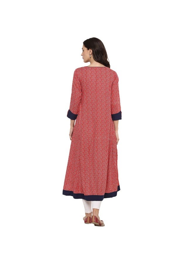Yash Gallery - Yash Gallery Women's Plus Size Rayon Printed Anarkali Kurta for Women (108YK148PINKRAY_Pink_8XL) - Image 1